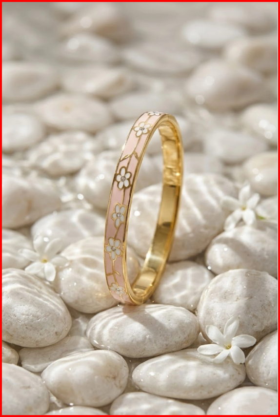 Thai Geëmailleerde Bloem Bangle Armband