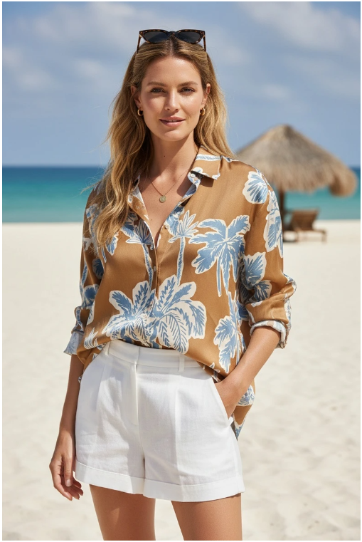 Satijnen blouse met bloemenprint