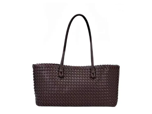 Maxi shopper van gevlochten eco-leer