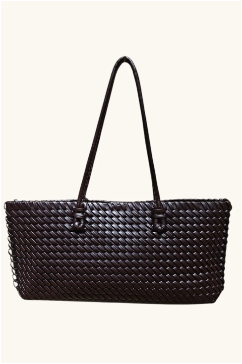 Maxi shopper van gevlochten eco-leer